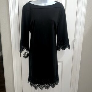 Black Lace Trim Sheath Dress